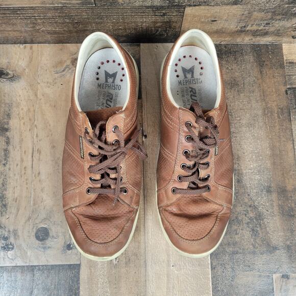 Mephisto Hero Mens 10.5 Run Off Air Jet System Brown Leather Oxford Casual Shoes - Picture 2 of 11